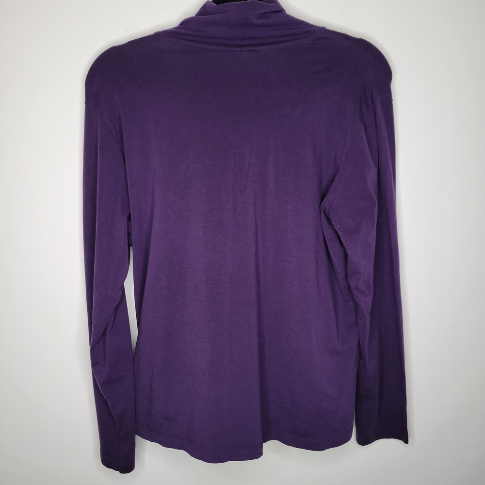 Coldwater Creek XL Dark Purple Turtleneck Top Long‎ Sleeve Supima Cotton Spandex - Picture 5 of 9
